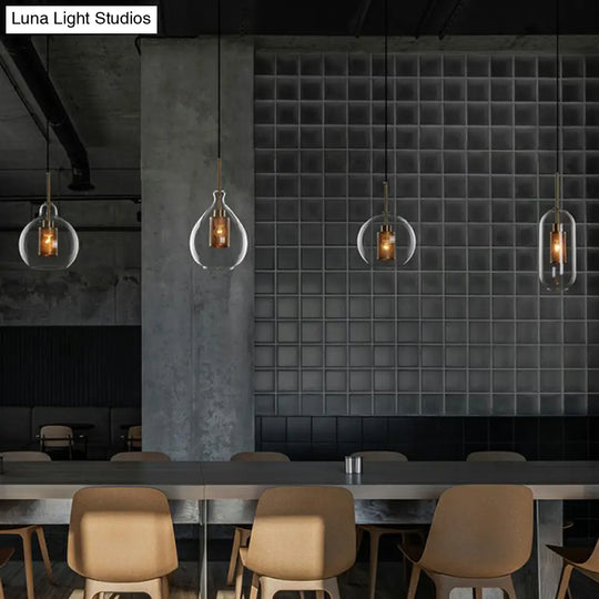 1-Light Clear Glass Shade Pendant - Simple And Stylish Hanging Light Fixture For Restaurants