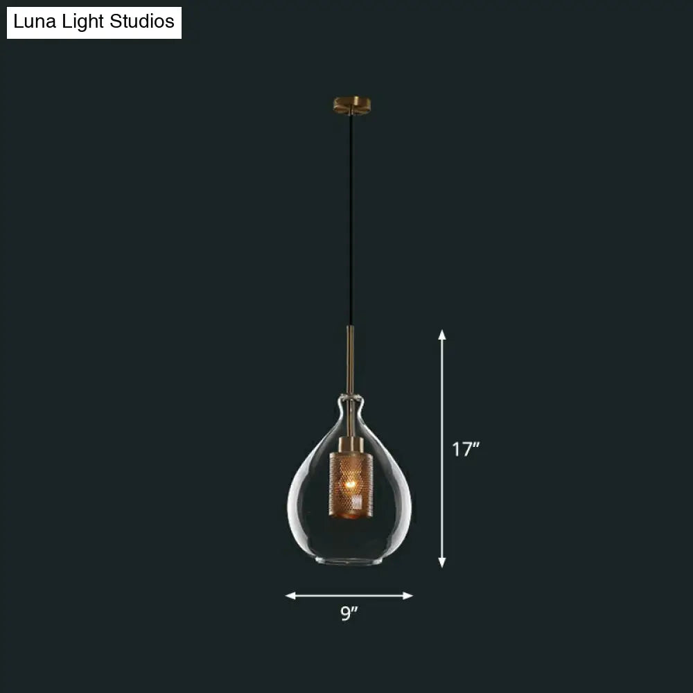 Sleek Hanging Restaurant Pendant Light Fixture - Clear Glass Shade Simplicity 1 Bulb / B