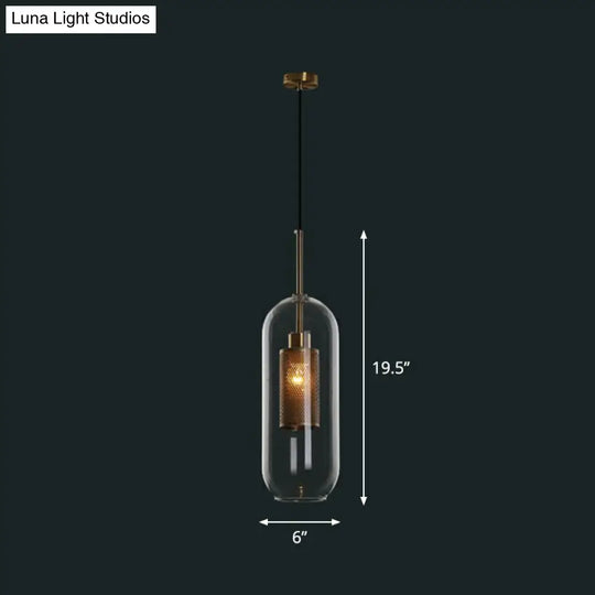 Sleek Hanging Restaurant Pendant Light Fixture - Clear Glass Shade Simplicity 1 Bulb / A