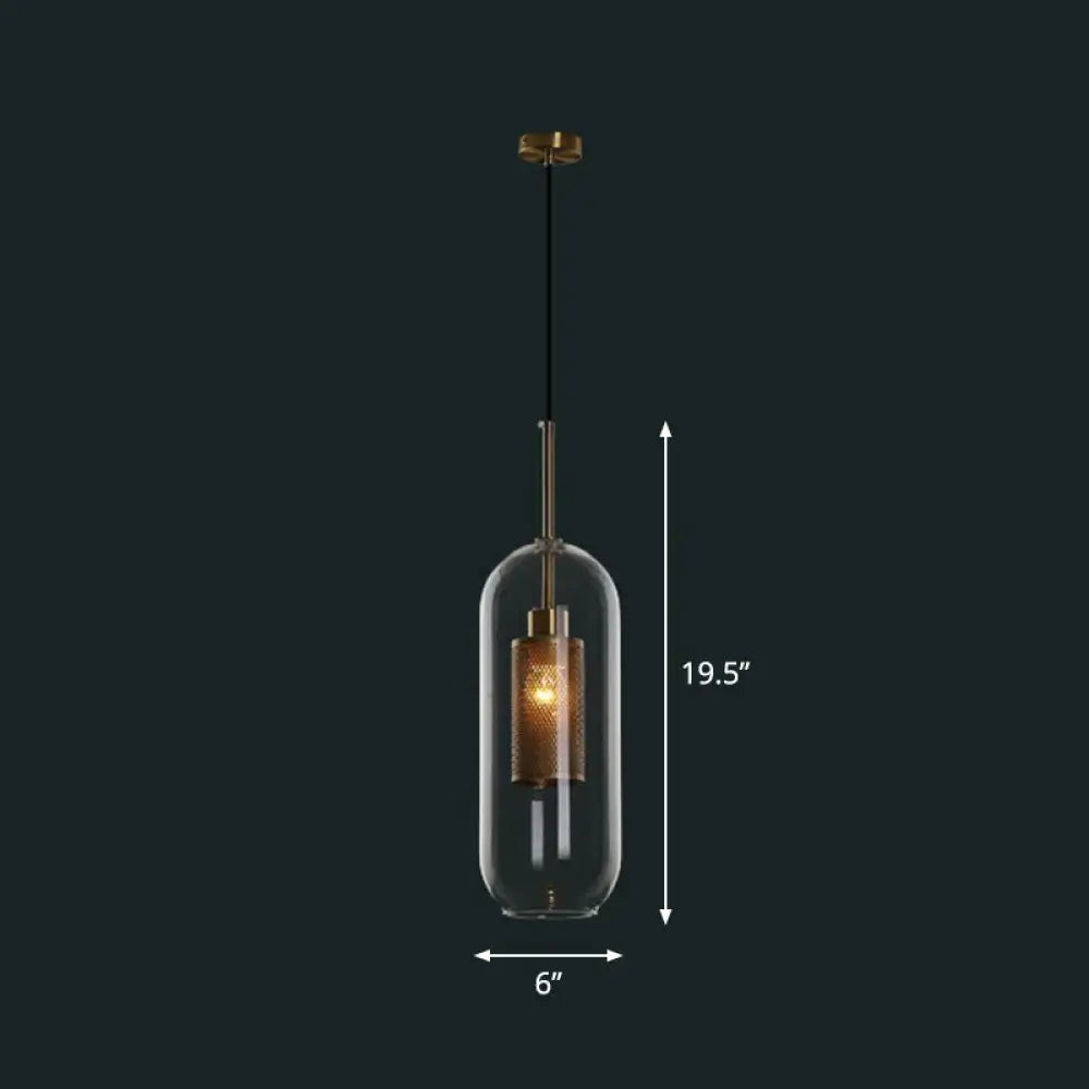 1-Light Clear Glass Shade Pendant - Simple And Stylish Hanging Light Fixture For Restaurants / A
