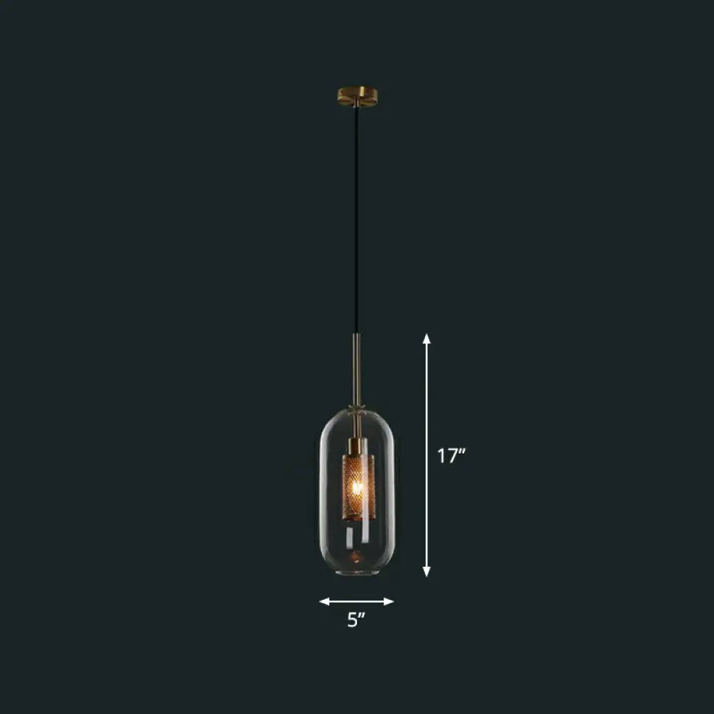 1-Light Clear Glass Shade Pendant - Simple And Stylish Hanging Light Fixture For Restaurants / E