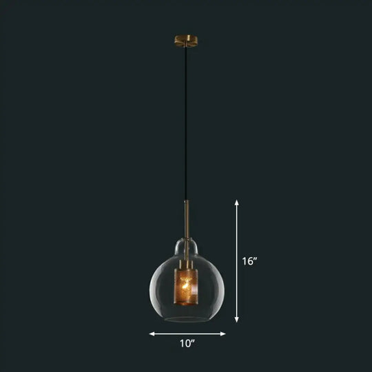1-Light Clear Glass Shade Pendant - Simple And Stylish Hanging Light Fixture For Restaurants / F
