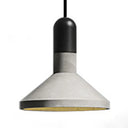 1-Light Industrial Conic Shade Hanging Cement Pendant Lamp In Wood/Red/Black Finish - Ideal For
