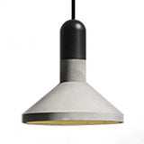1-Light Industrial Conic Shade Hanging Cement Pendant Lamp In Wood/Red/Black Finish - Ideal For