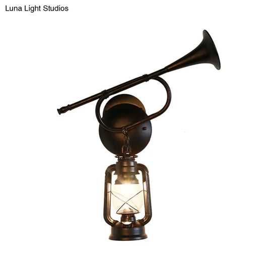 1-Light Industrial Kerosene Wall Lamp In Bronze Metal Sconce Design For Indoor Spaces -