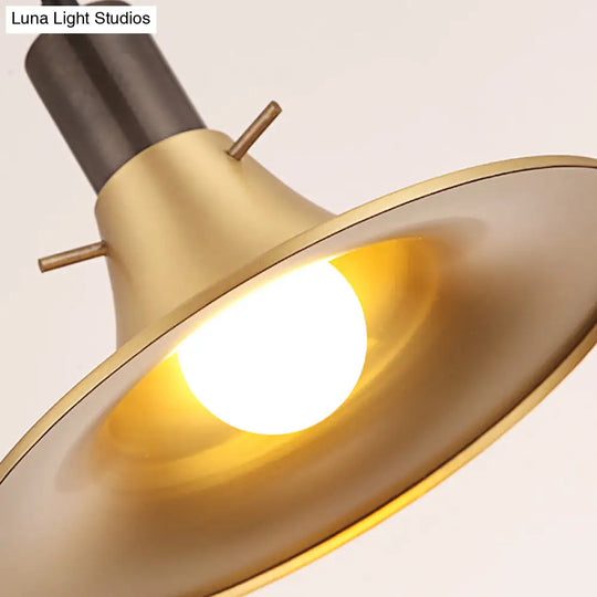 1-Light Industrial Pendant With Brass Finish & Metallic Flared Shade