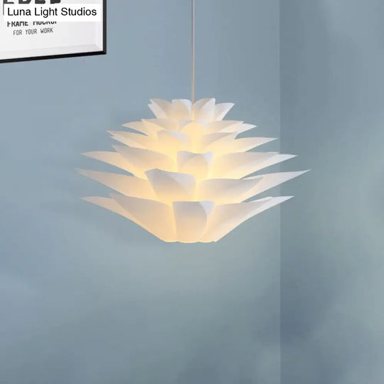 1-Light Lotus Acrylic Suspension Pendant For Bedroom White Hanging Ceiling Light -