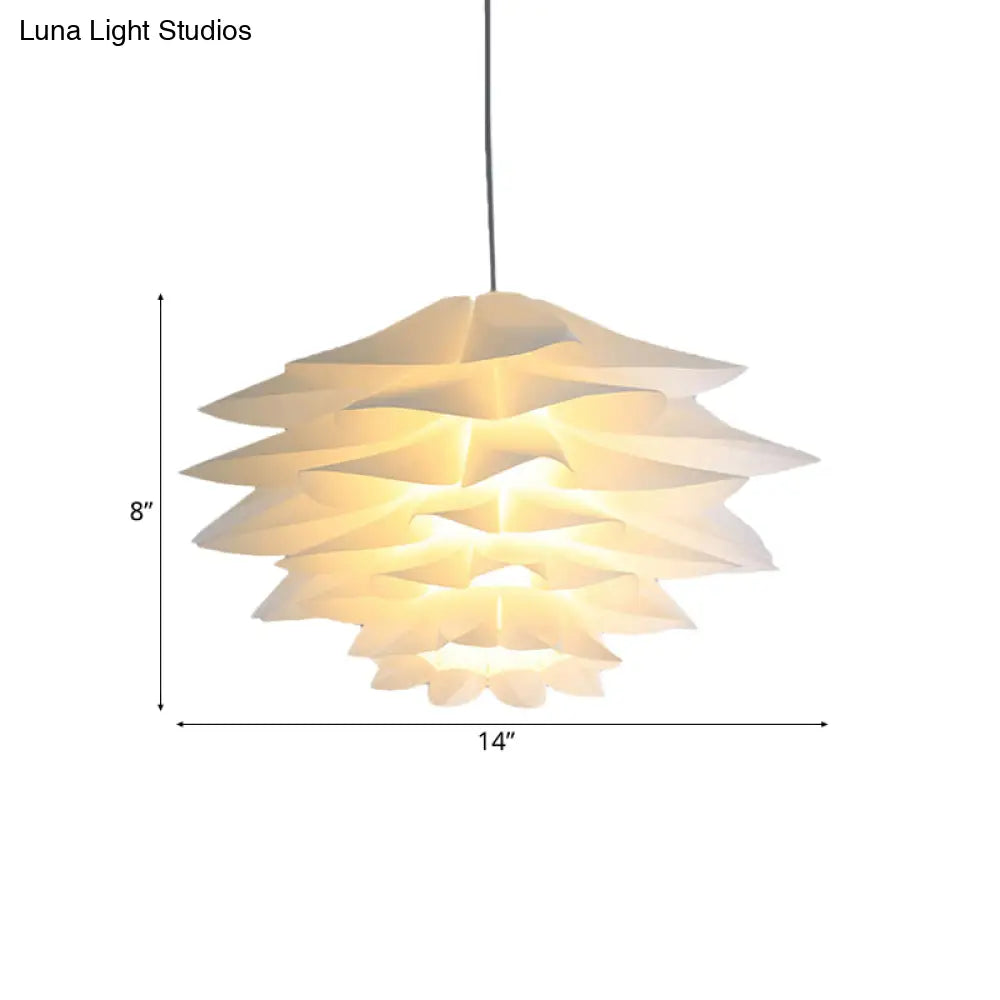 1-Light Lotus Acrylic Suspension Pendant For Bedroom White Hanging Ceiling Light -