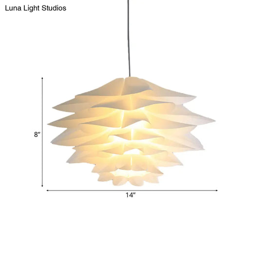 1-Light Lotus Acrylic Suspension Pendant For Bedroom White Hanging Ceiling Light -