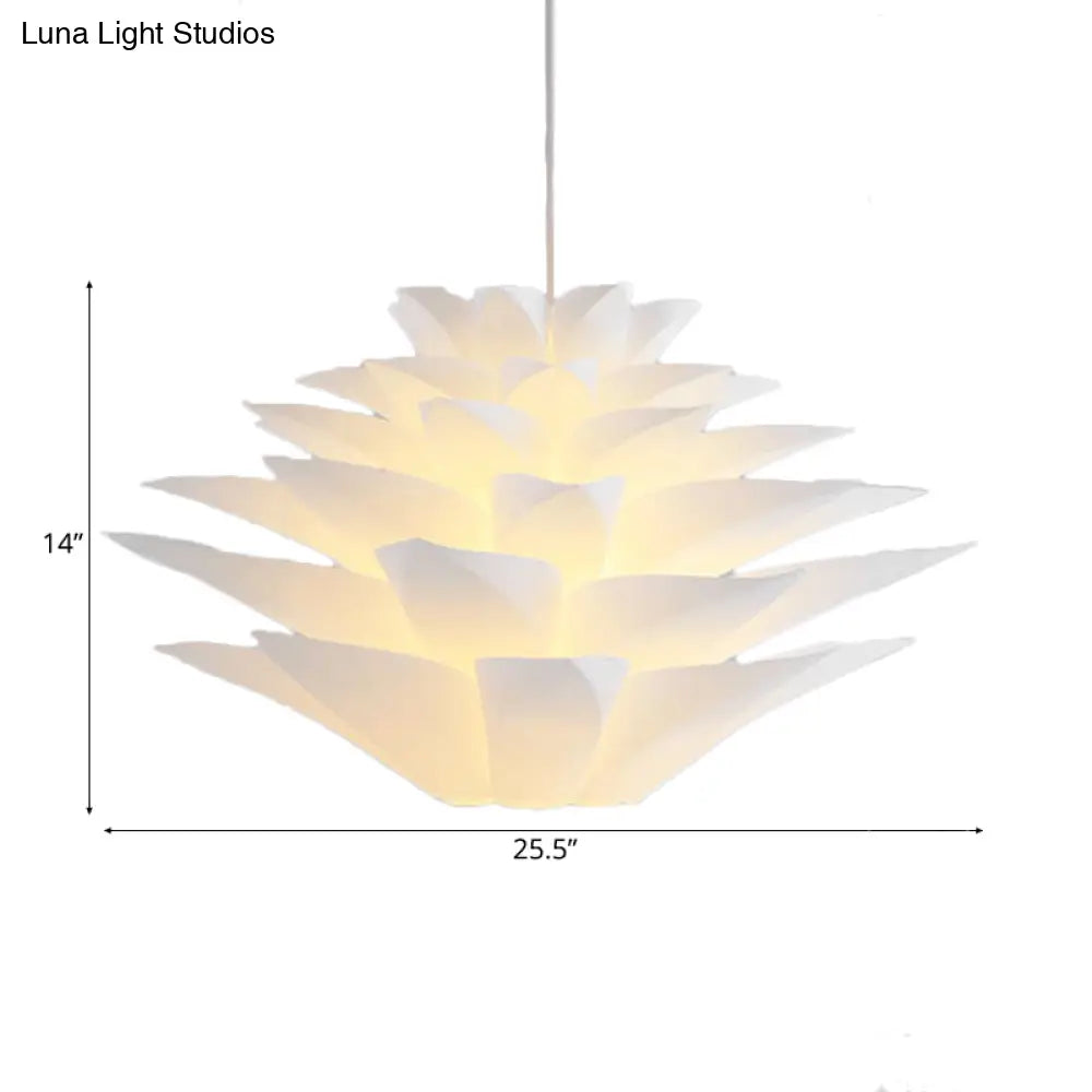 1-Light Lotus Acrylic Suspension Pendant For Bedroom White Hanging Ceiling Light -