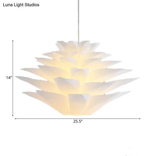 1-Light Lotus Acrylic Suspension Pendant For Bedroom White Hanging Ceiling Light -