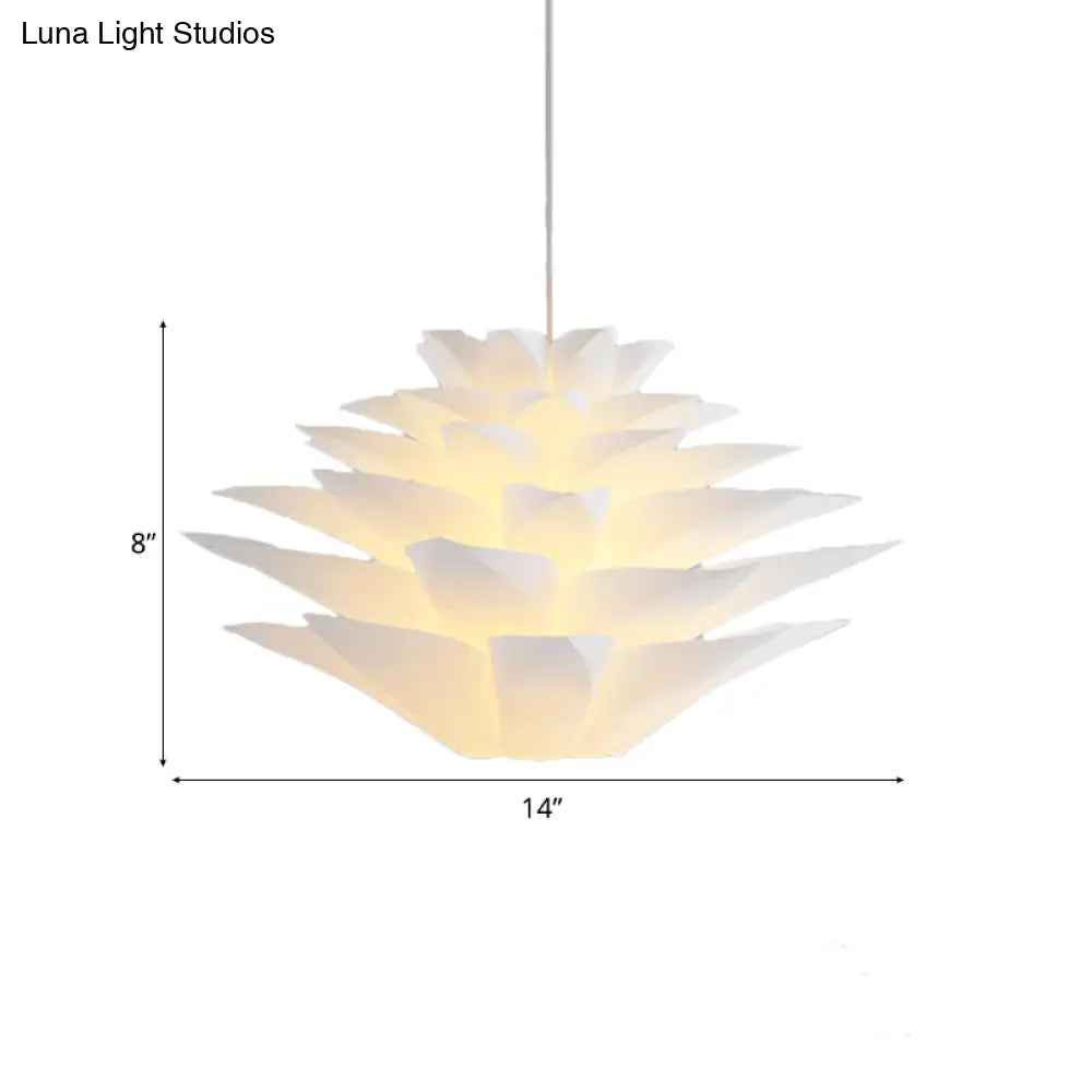 1-Light Lotus Acrylic Suspension Pendant For Bedroom White Hanging Ceiling Light -