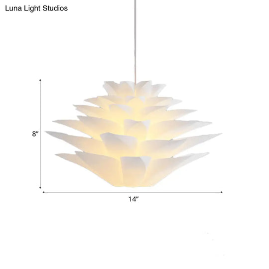 1-Light Lotus Acrylic Suspension Pendant For Bedroom White Hanging Ceiling Light -