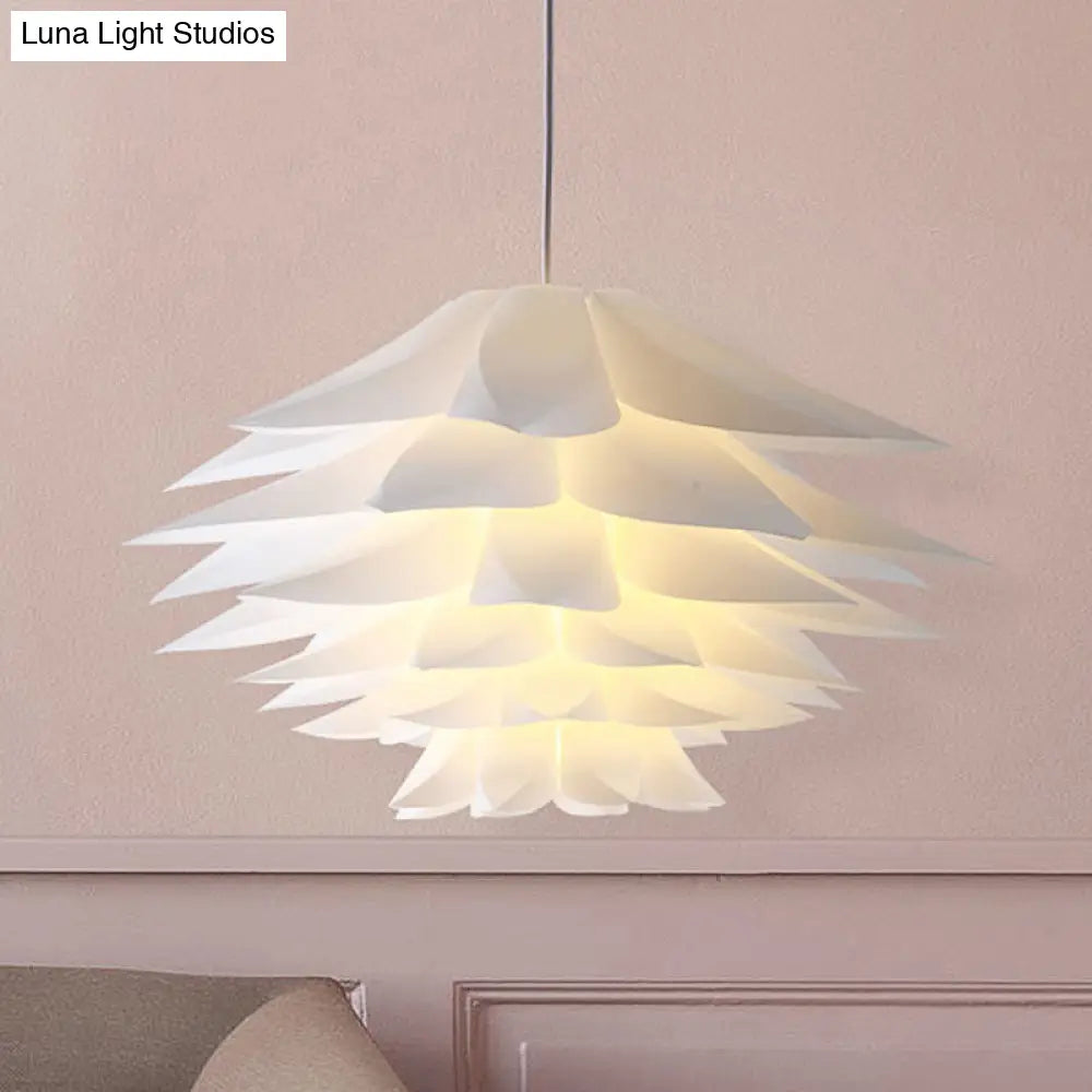 1-Light Lotus Acrylic Suspension Pendant For Bedroom White Hanging Ceiling Light -