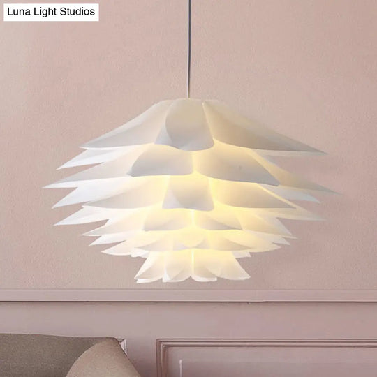 1-Light Lotus Acrylic Suspension Pendant For Bedroom White Hanging Ceiling Light -