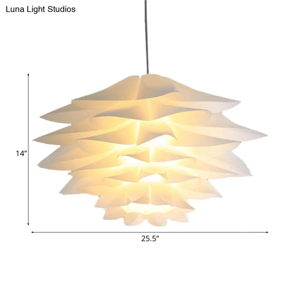 1-Light Lotus Acrylic Suspension Pendant For Bedroom White Hanging Ceiling Light -