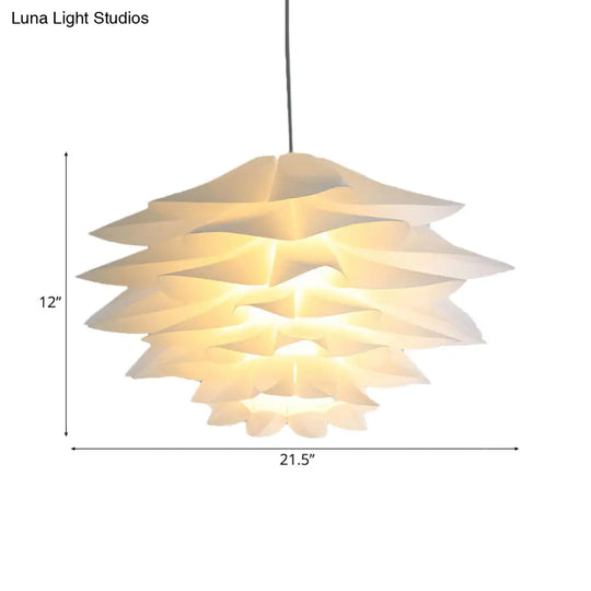 1-Light Lotus Acrylic Suspension Pendant For Bedroom White Hanging Ceiling Light -