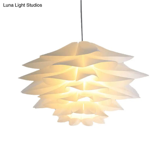 1-Light Lotus Acrylic Suspension Pendant For Bedroom White Hanging Ceiling Light -