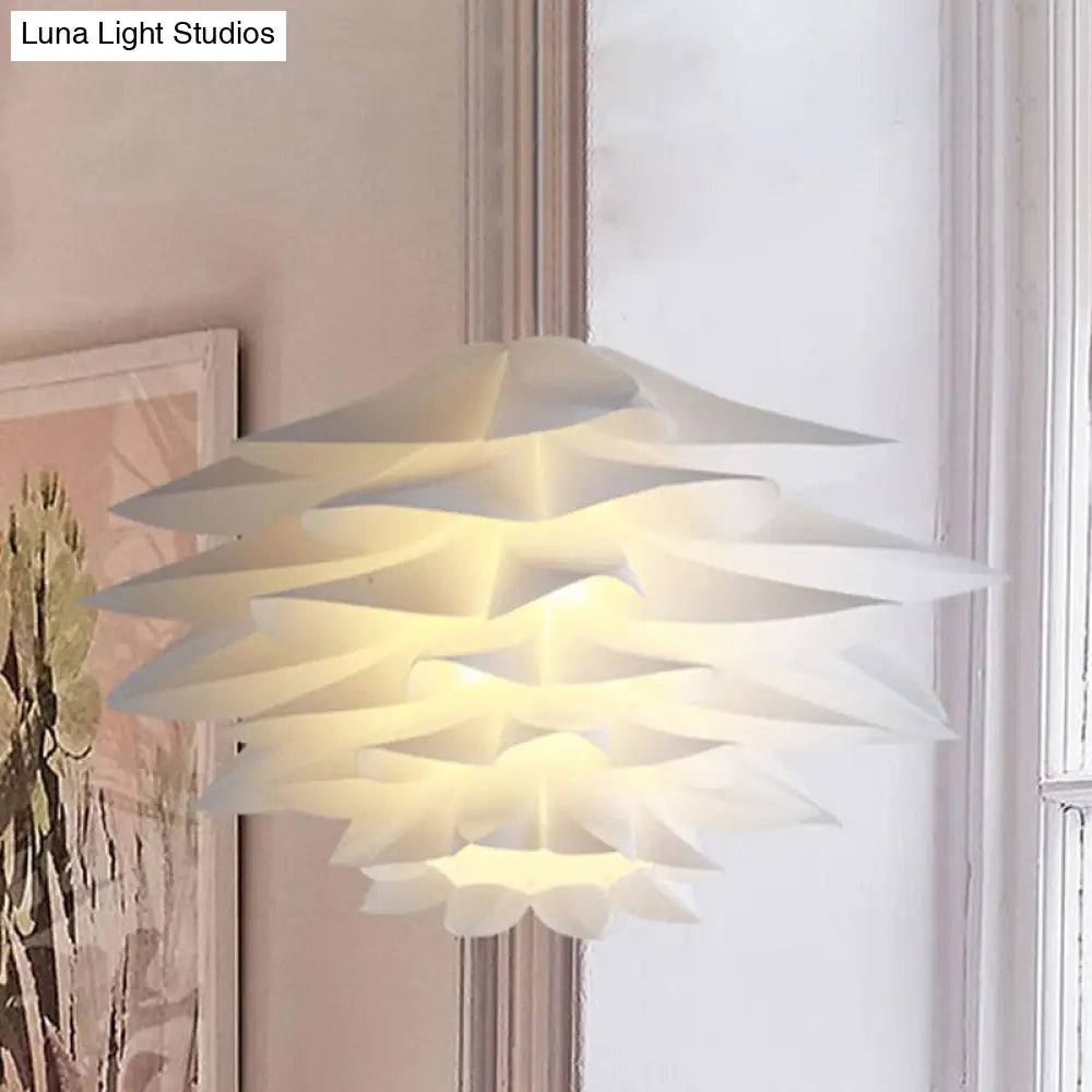 1-Light Lotus Acrylic Suspension Pendant For Bedroom White Hanging Ceiling Light -