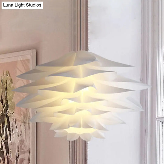 1-Light Lotus Acrylic Suspension Pendant For Bedroom White Hanging Ceiling Light -