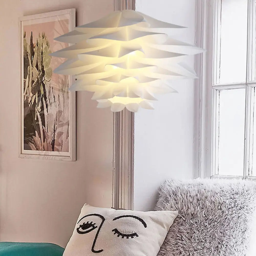 1-Light Lotus Acrylic Suspension Pendant For Bedroom White Hanging Ceiling Light -