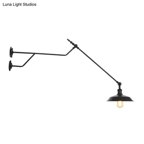 1-Light Metal Matte Black Sconce Lamp - Industrial Wall Mounted Lighting For Indoor Spaces