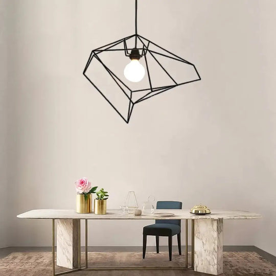 1-Light Metal Suspension Pendant With Abstract Red/Yellow/Black Shade - Sleek And Simple Ceiling