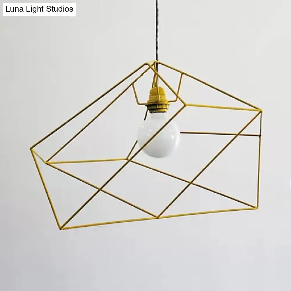 1-Light Metal Suspension Pendant With Abstract Red/Yellow/Black Shade - Sleek And Simple Ceiling