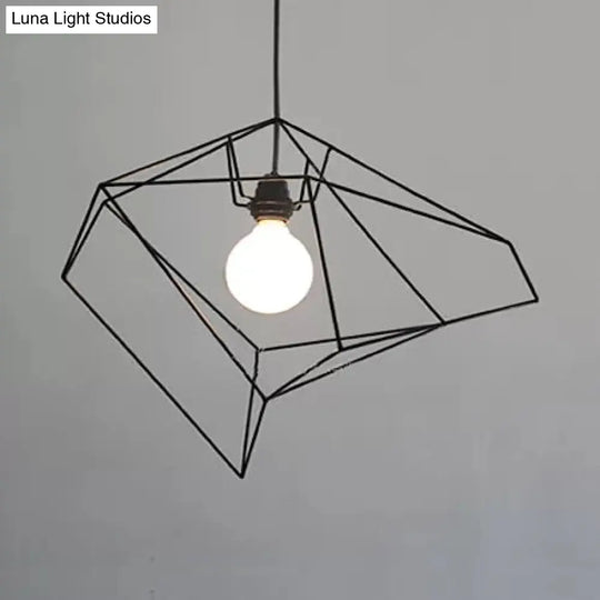 1-Light Metal Suspension Pendant With Abstract Red/Yellow/Black Shade - Sleek And Simple Ceiling