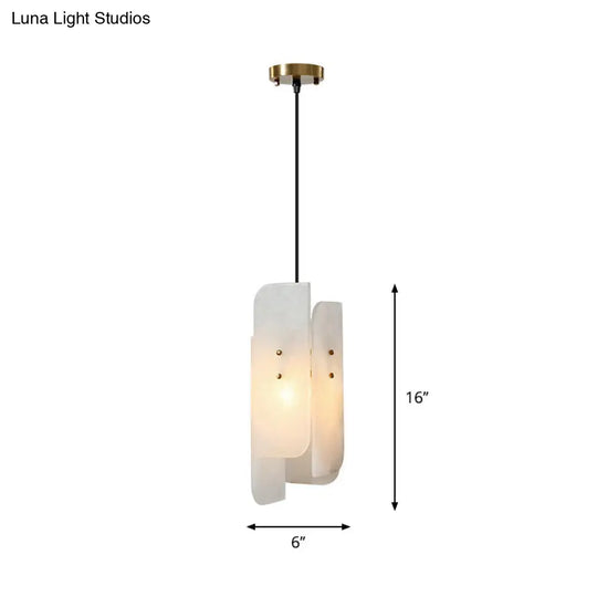 Minimalist 1-Light White Rectangle Panel Ceiling Lamp - Elegant Marble Hanging Light For Restaurants