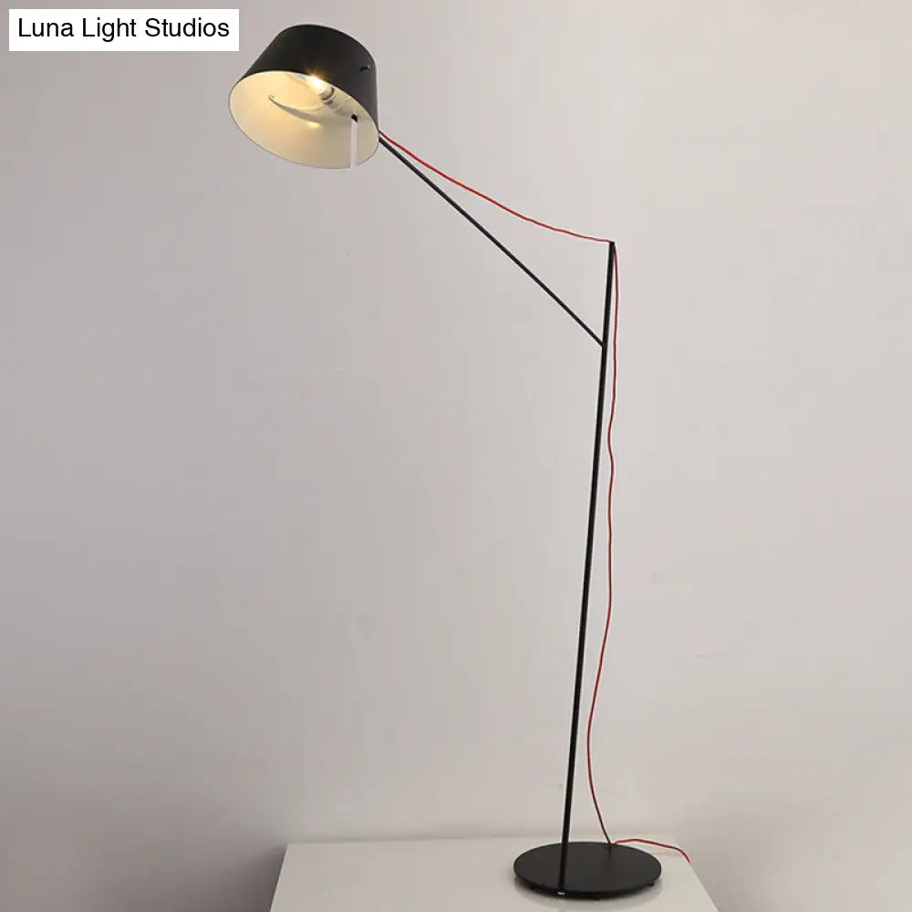 1-Light Modern Desk Lamp With Metallic Shade In Black Finish - Sleek Tapered Design For Living Room