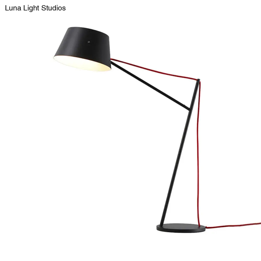 1-Light Modern Desk Lamp With Metallic Shade In Black Finish - Sleek Tapered Design For Living Room