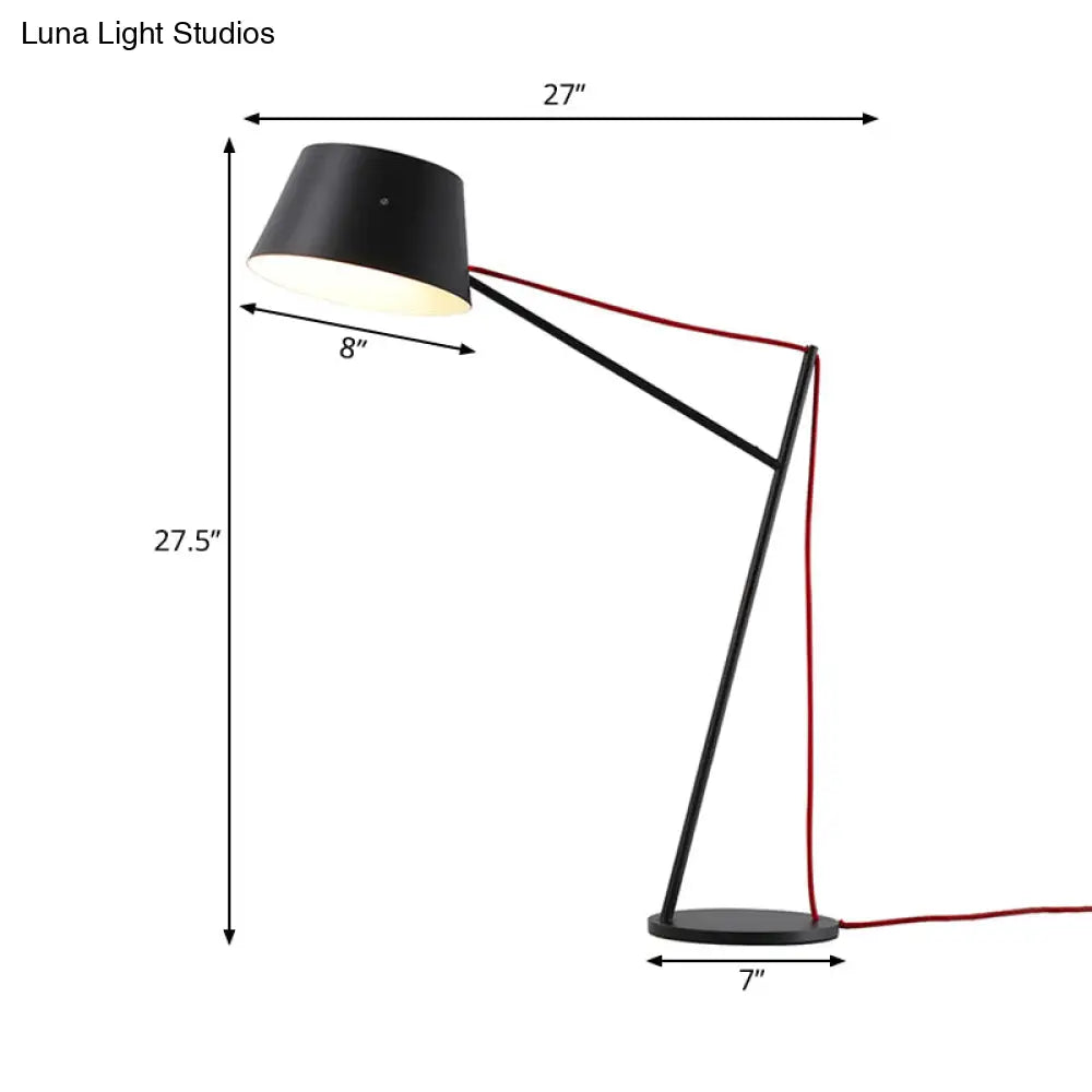 1-Light Modern Desk Lamp With Metallic Shade In Black Finish - Sleek Tapered Design For Living Room