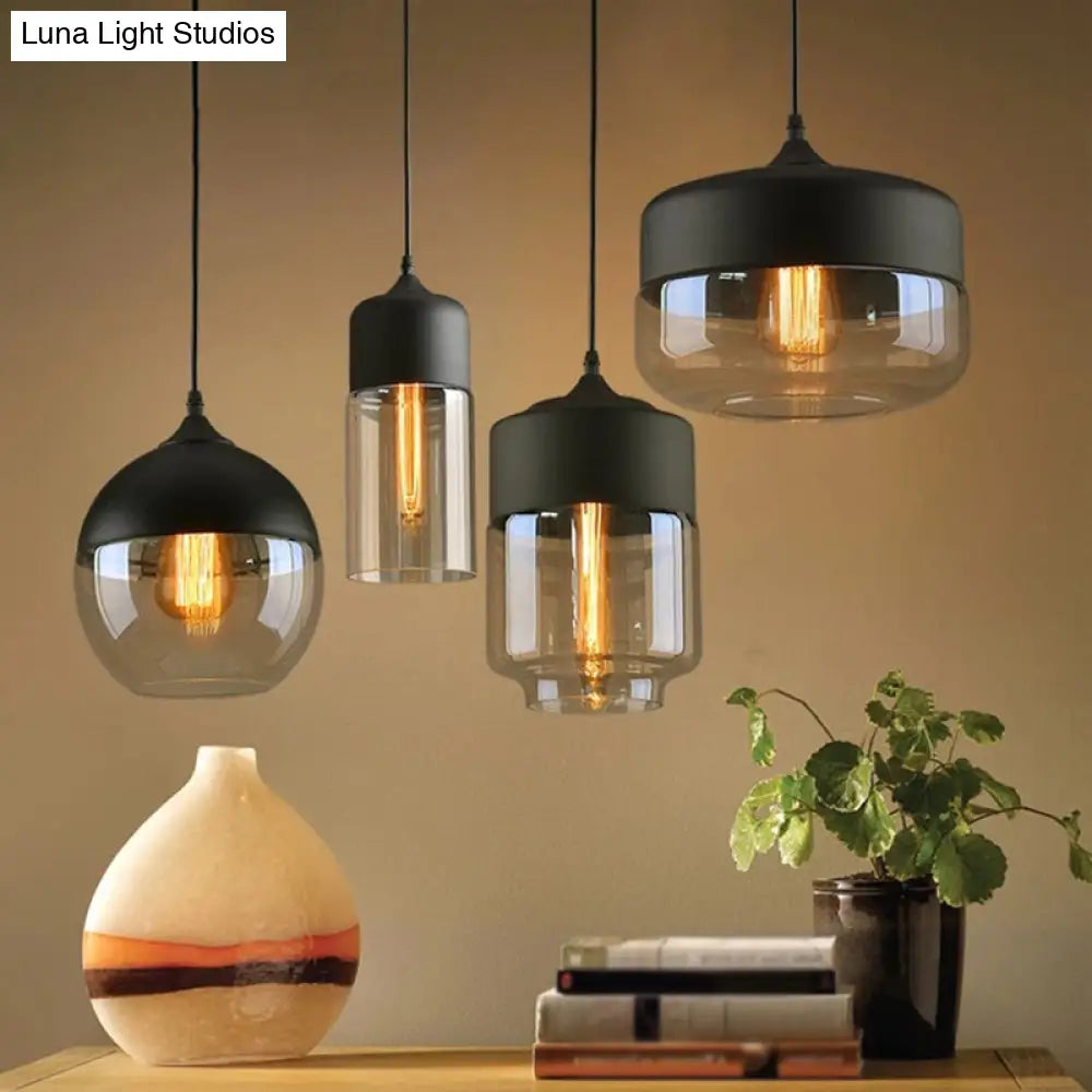 1 Light Pendant Lighting Retro Industrial Style Glass Ceiling Lights For Restaurant