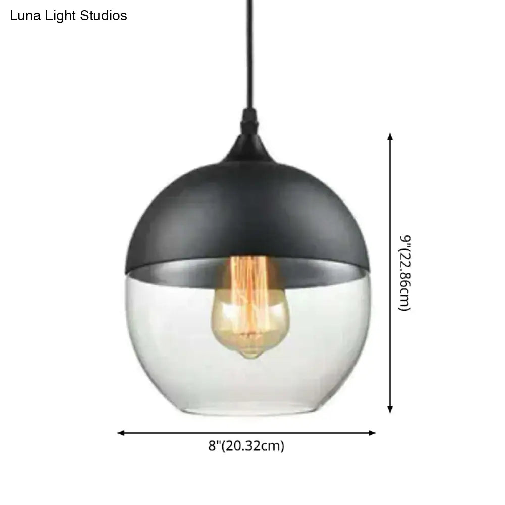 1 Light Pendant Lighting Retro Industrial Style Glass Ceiling Lights For Restaurant