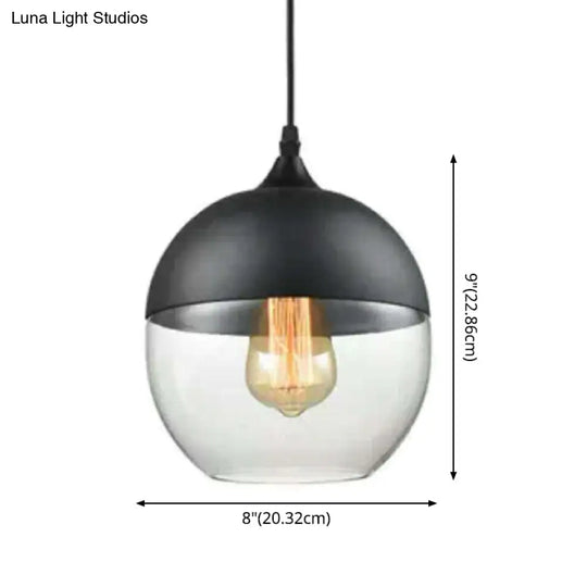 1 Light Pendant Lighting Retro Industrial Style Glass Ceiling Lights For Restaurant