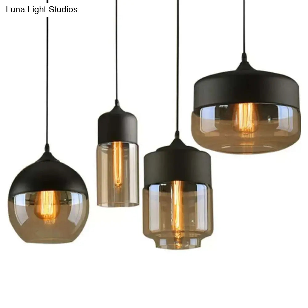 1 Light Pendant Lighting Retro Industrial Style Glass Ceiling Lights For Restaurant