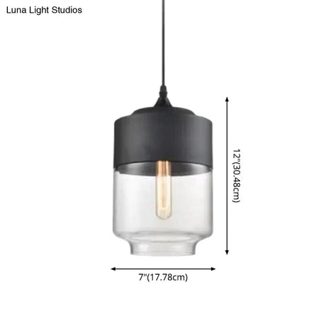 1 Light Pendant Lighting Retro Industrial Style Glass Ceiling Lights For Restaurant