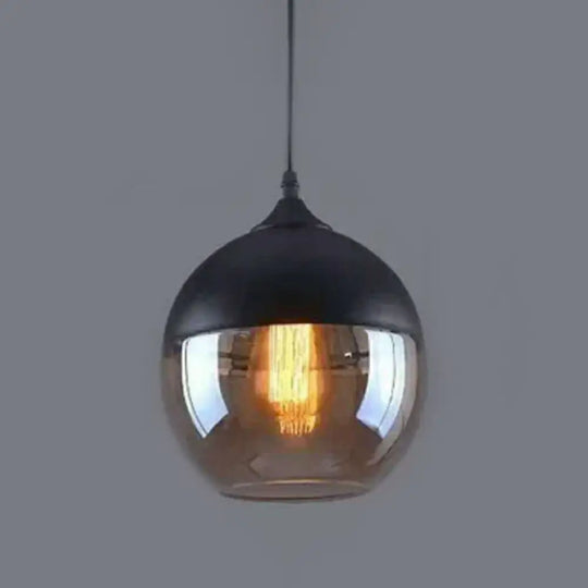 1 Light Pendant Lighting Retro Industrial Style Glass Ceiling Lights For Restaurant Amber / Globe