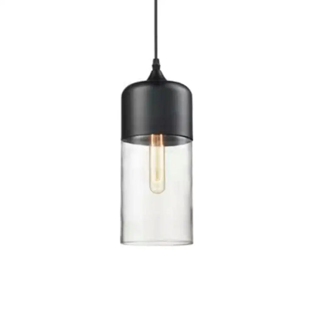 1 Light Pendant Lighting Retro Industrial Style Glass Ceiling Lights For Restaurant Clear / Cylinder