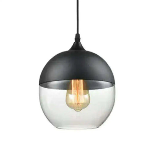 1 Light Pendant Lighting Retro Industrial Style Glass Ceiling Lights For Restaurant Clear / Globe