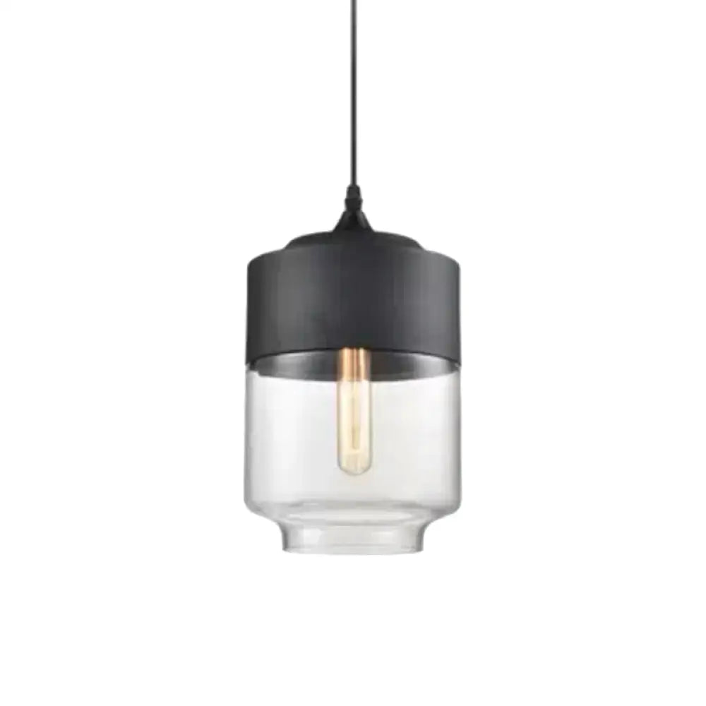 1 Light Pendant Lighting Retro Industrial Style Glass Ceiling Lights For Restaurant Clear / Lantern