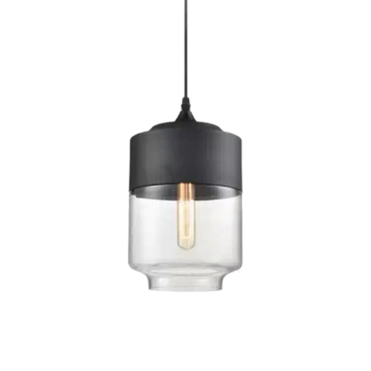 1 Light Pendant Lighting Retro Industrial Style Glass Ceiling Lights For Restaurant Clear / Lantern