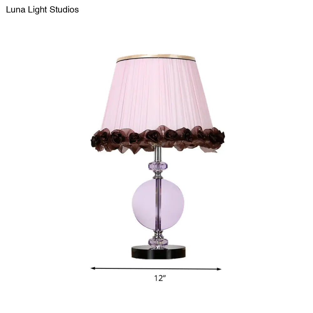 1-Light Pink Crystal Nightstand Table Lamp For Bedroom