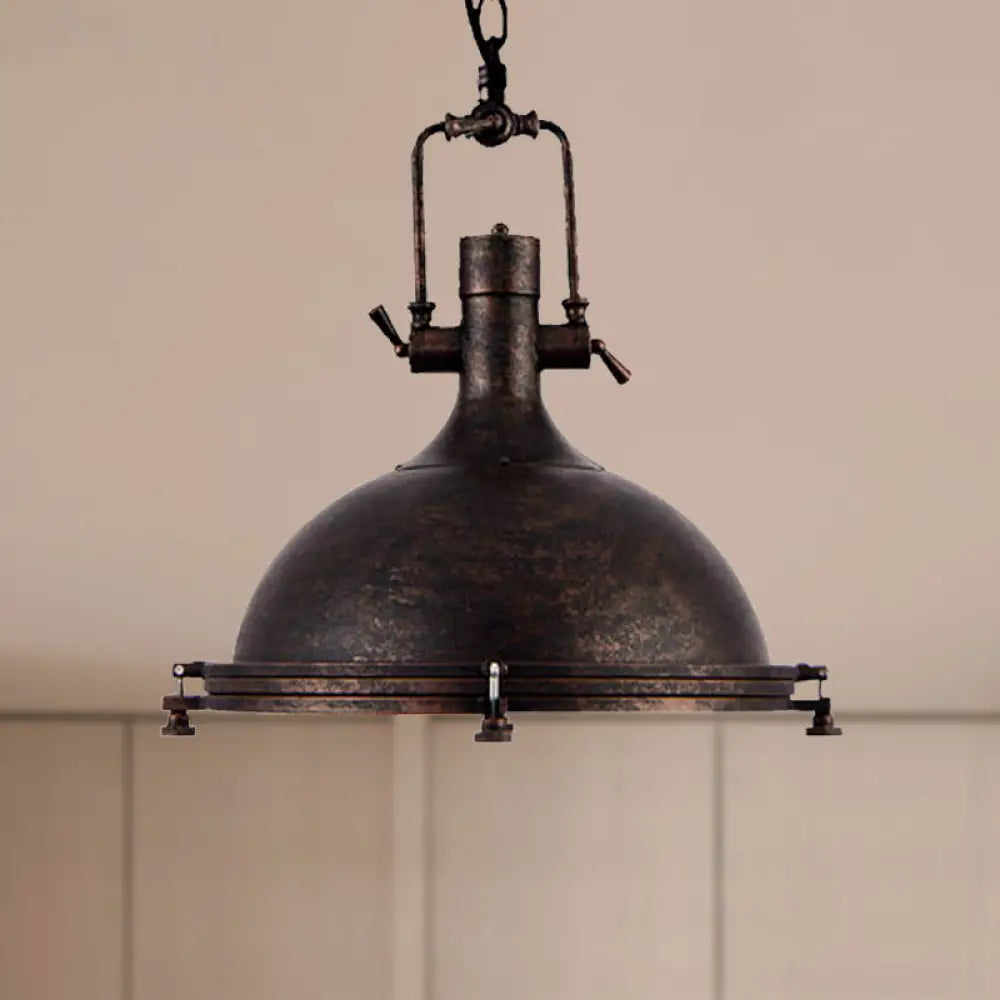 1 Light Vintage Style Iron Ceiling Pendant In Aged Silver/Bronze/Rust For Coffee Shops Rust
