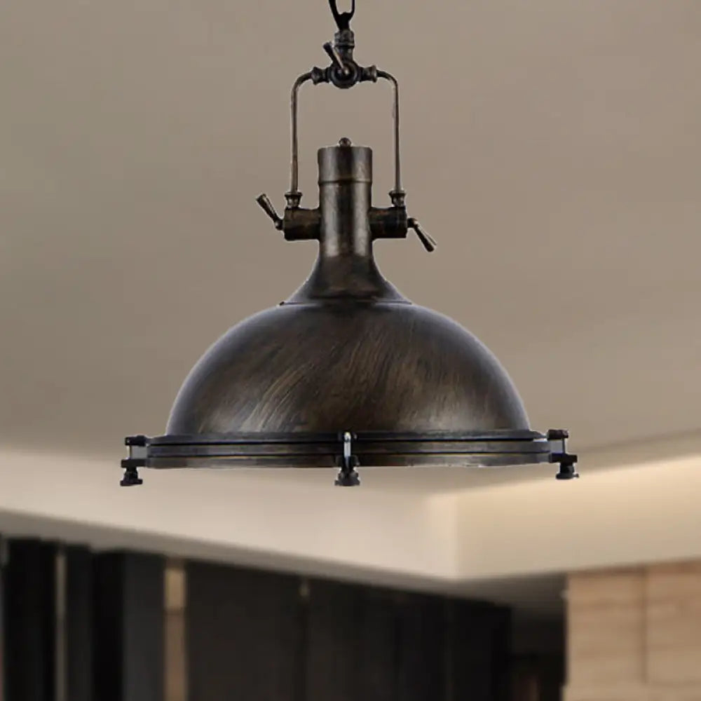 1 Light Vintage Style Iron Ceiling Pendant In Aged Silver/Bronze/Rust For Coffee Shops Bronze