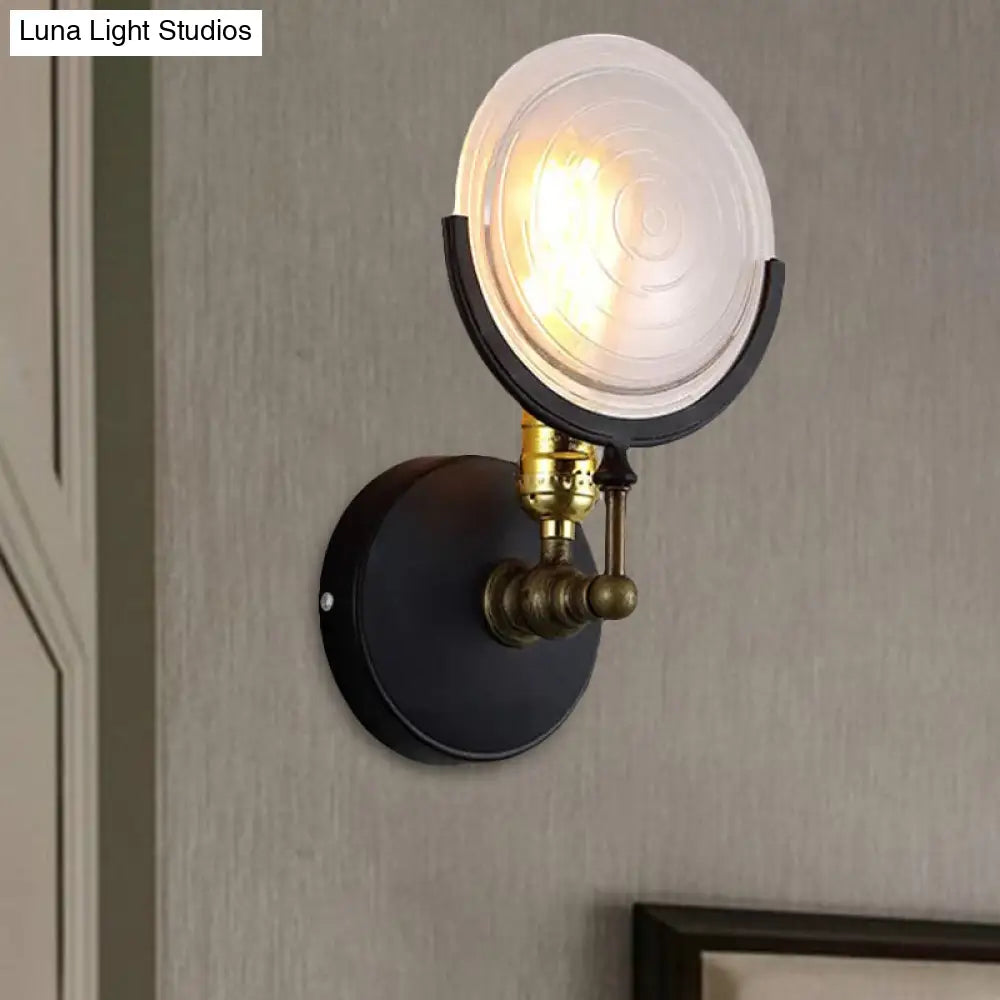 1-Light Wall Mount With Clear Glass Disk - Modern Lighting For Kitchen