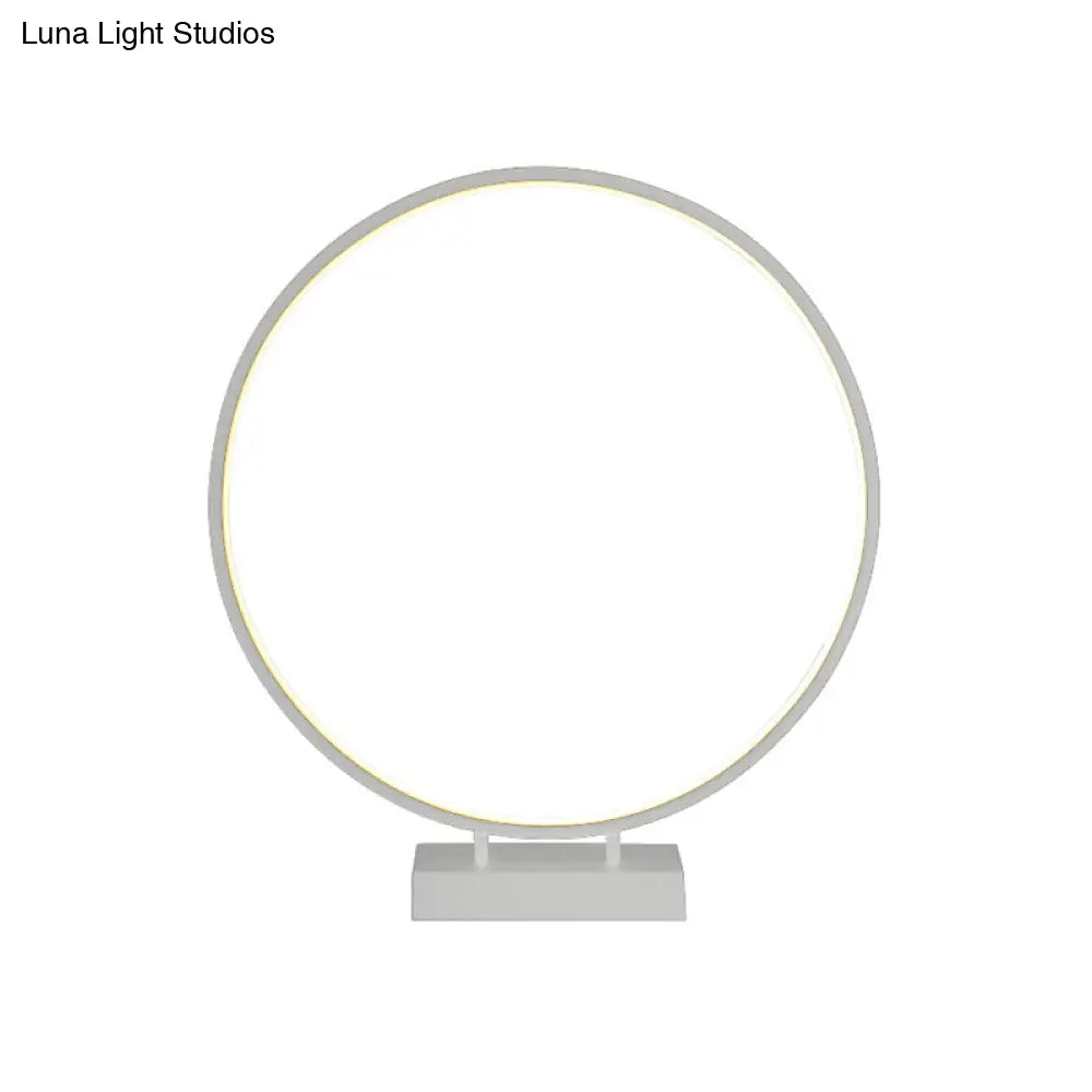 10 12 16 Dia Ring Desk Lamp - Simplicity Acrylic Led Light Black/White Warm/White