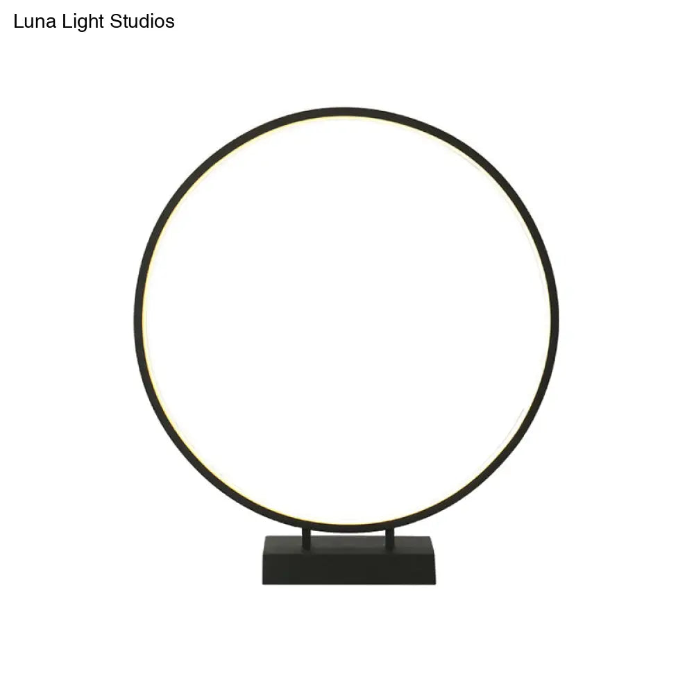 10 12 16 Dia Ring Desk Lamp - Simplicity Acrylic Led Light Black/White Warm/White