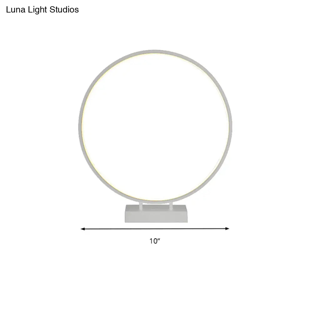 10 12 16 Dia Ring Desk Lamp - Simplicity Acrylic Led Light Black/White Warm/White